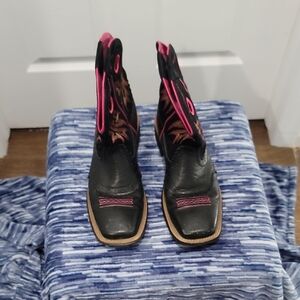 Ariat Black and Pink Ankle Boots